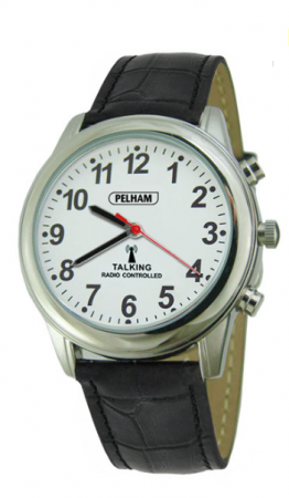 Talking Radio Controlled Watch with Black Strap: Small