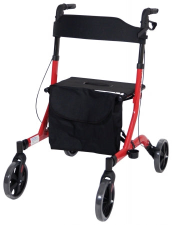 Deluxe Ultra Lightweight Folding 4 Wheeled Rollator - red