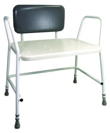 Portland Bariatric Height Adjustable Shower Stool - With Padded Back Support