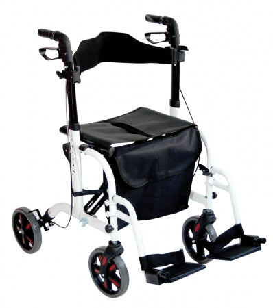 Duo Deluxe Rollator and Transit Chair in One - White