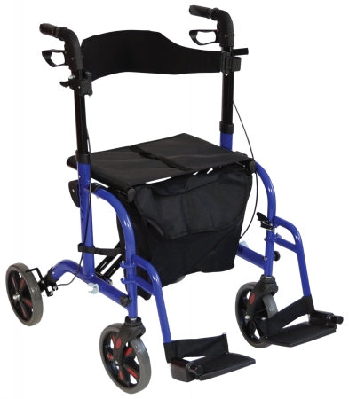 Duo Deluxe Rollator and Transit Chair in One - Blue