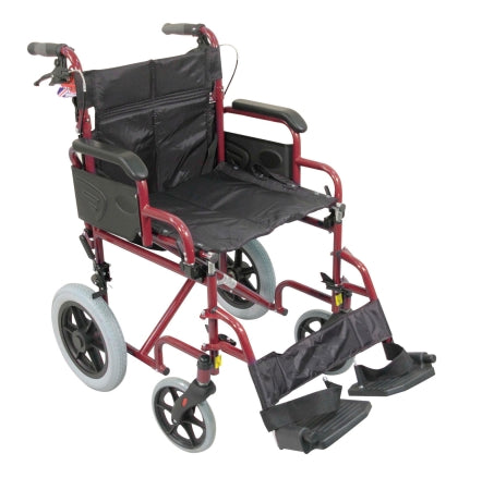 Deluxe Attendant Propelled Steel Wheelchair - Red