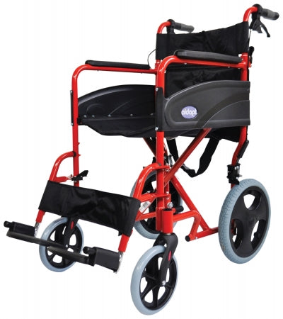 Lightweight Transport Aluminium Wheelchair - Red