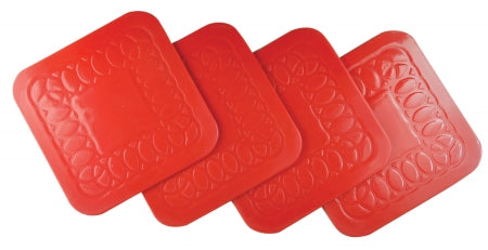 Tenura Anti Slip Square Coasters 9 cm - Pack of 4 - Red