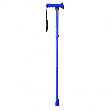 Folding Rubber Handled Walking Stick - Bright Blue