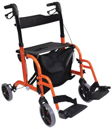 Duo Deluxe Rollator and Transit Chair in One - Orange