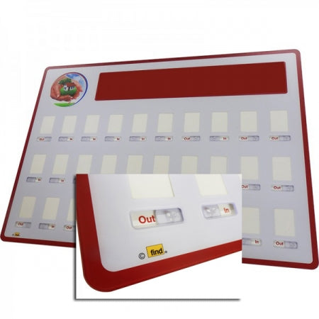 In/Out Staff Board - 18 staff (485mm x 600mm)