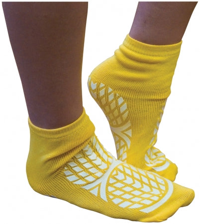 Double Sided Non Slip Patient Slipper Socks - YELLOW - S