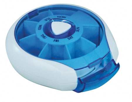 Compact Weekday Pill Dispenser - Blue