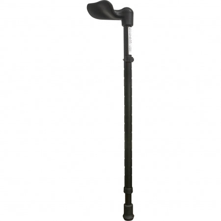 Ergonomic Handled Walking Stick with Deluxe Printed Design - Matt Black - Left Handed